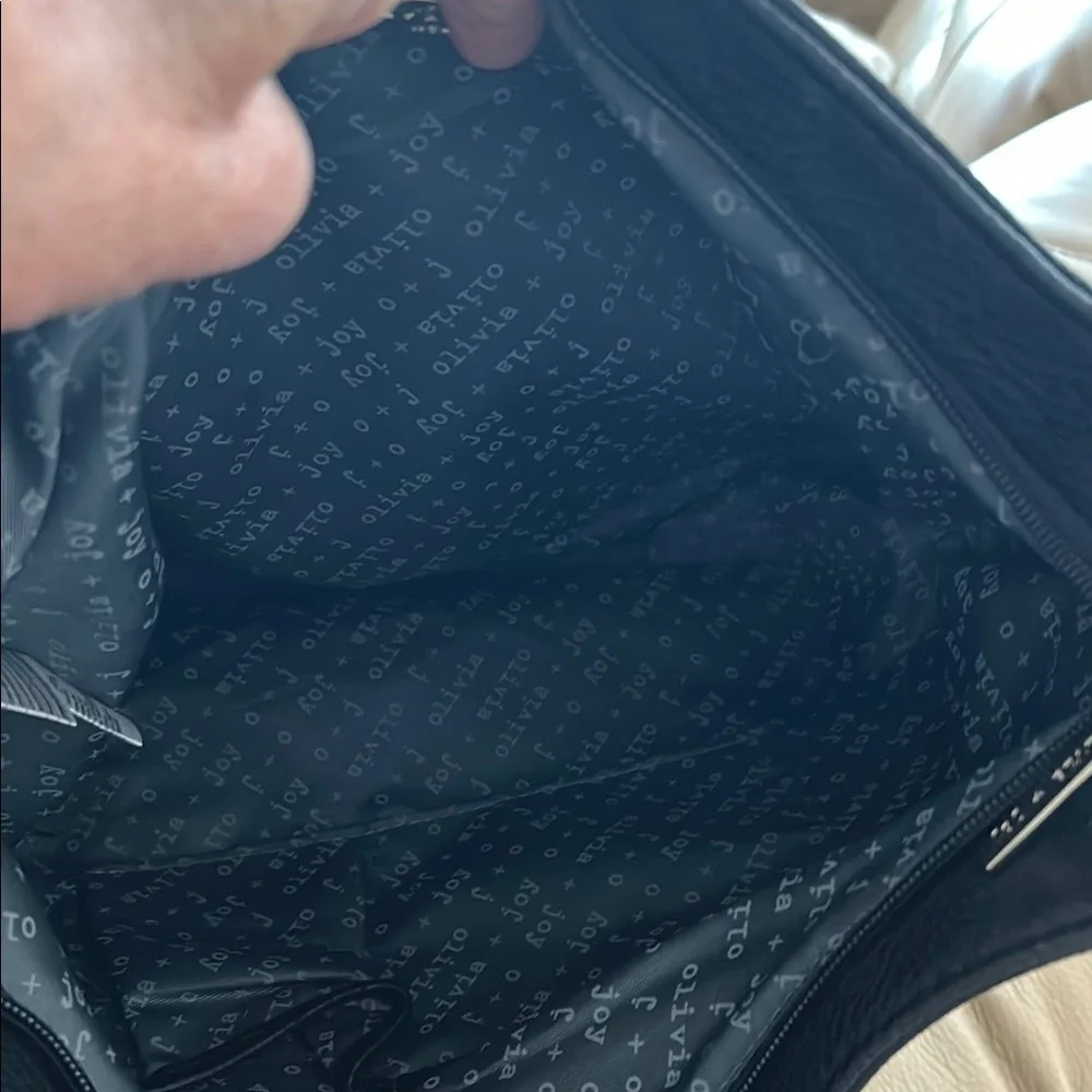 Black Faux Leather Hobo Bag with Tassel Accents